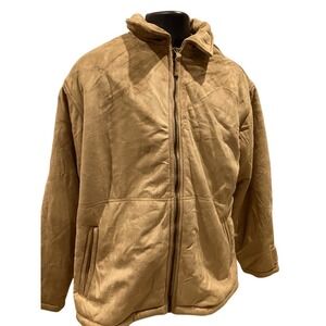 Trump Plaza Faux Suede Sherpa Lined Full Zip Jacket Tan Mens‎ Size M